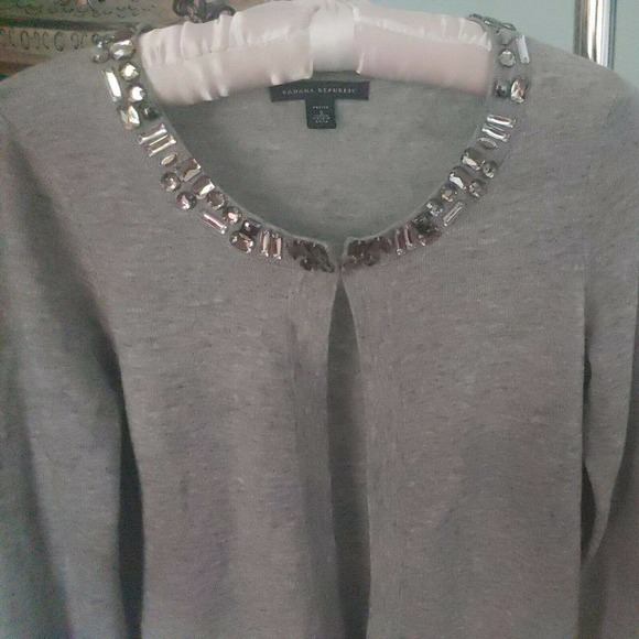 Banana Republic Small rhinestones Sweater Gray - Picture 3 of 6